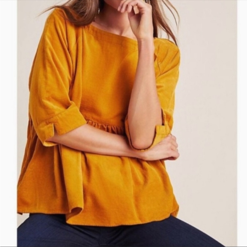 Anthropologie Maeve Maria Babydoll Corduroy Top women's size Large